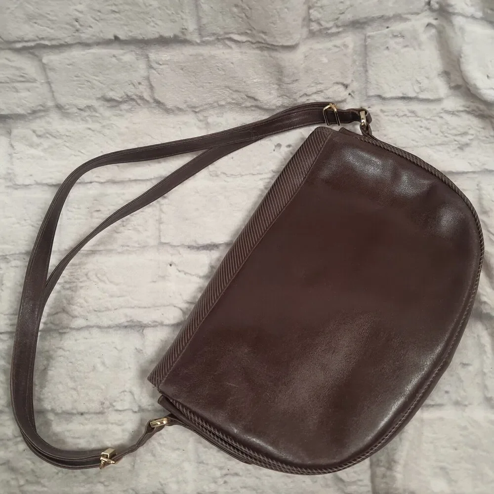 Vintage 1960s Brunettini Purse Leather Shoulder Bag Italian Designer Roma - Picture 8 of 13